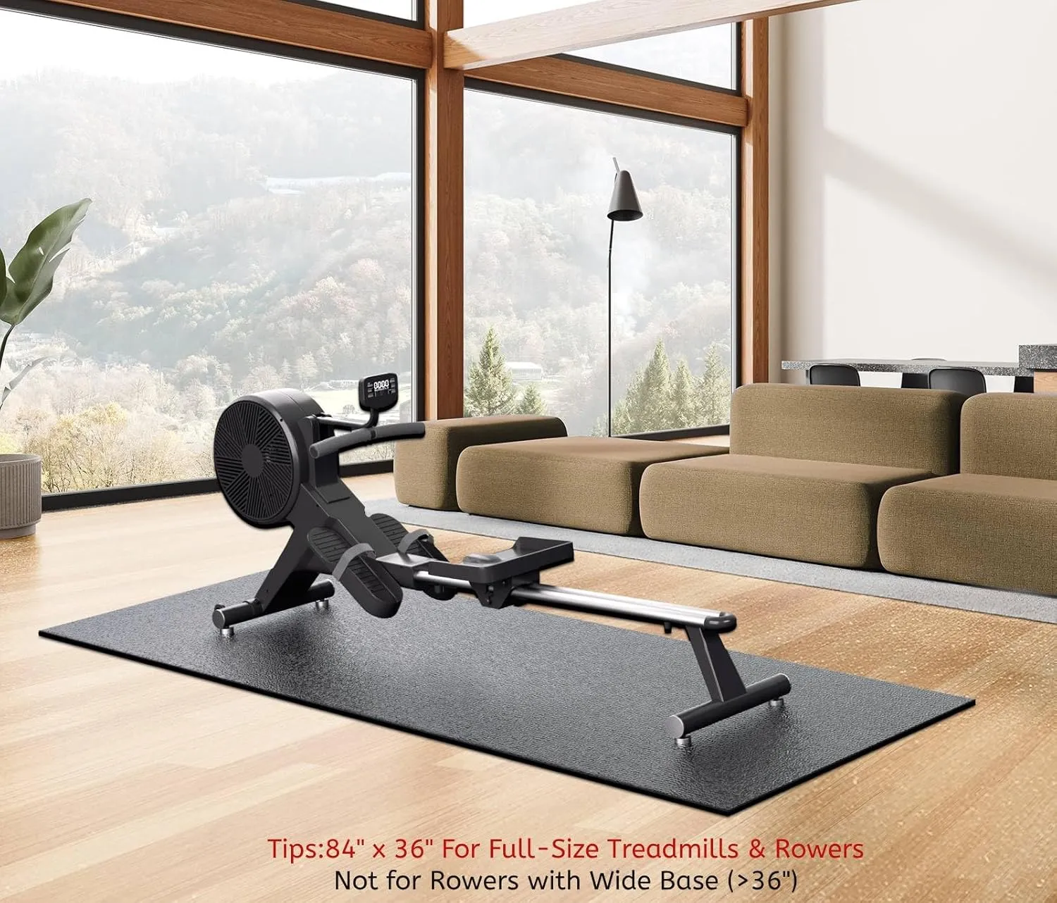 Treadmill Mat for Peloton Bike, Elliptical, Spin Bike, Walking Pad – 6mm Non-Slip Floor Mat for Under Treadmill, Exercise Equipment, Gym, Carpet & Hardwood Floor