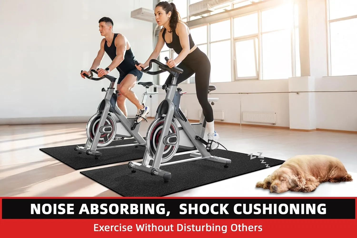 Treadmill Mat for Peloton Bike, Elliptical, Spin Bike, Walking Pad – 6mm Non-Slip Floor Mat for Under Treadmill, Exercise Equipment, Gym, Carpet & Hardwood Floor