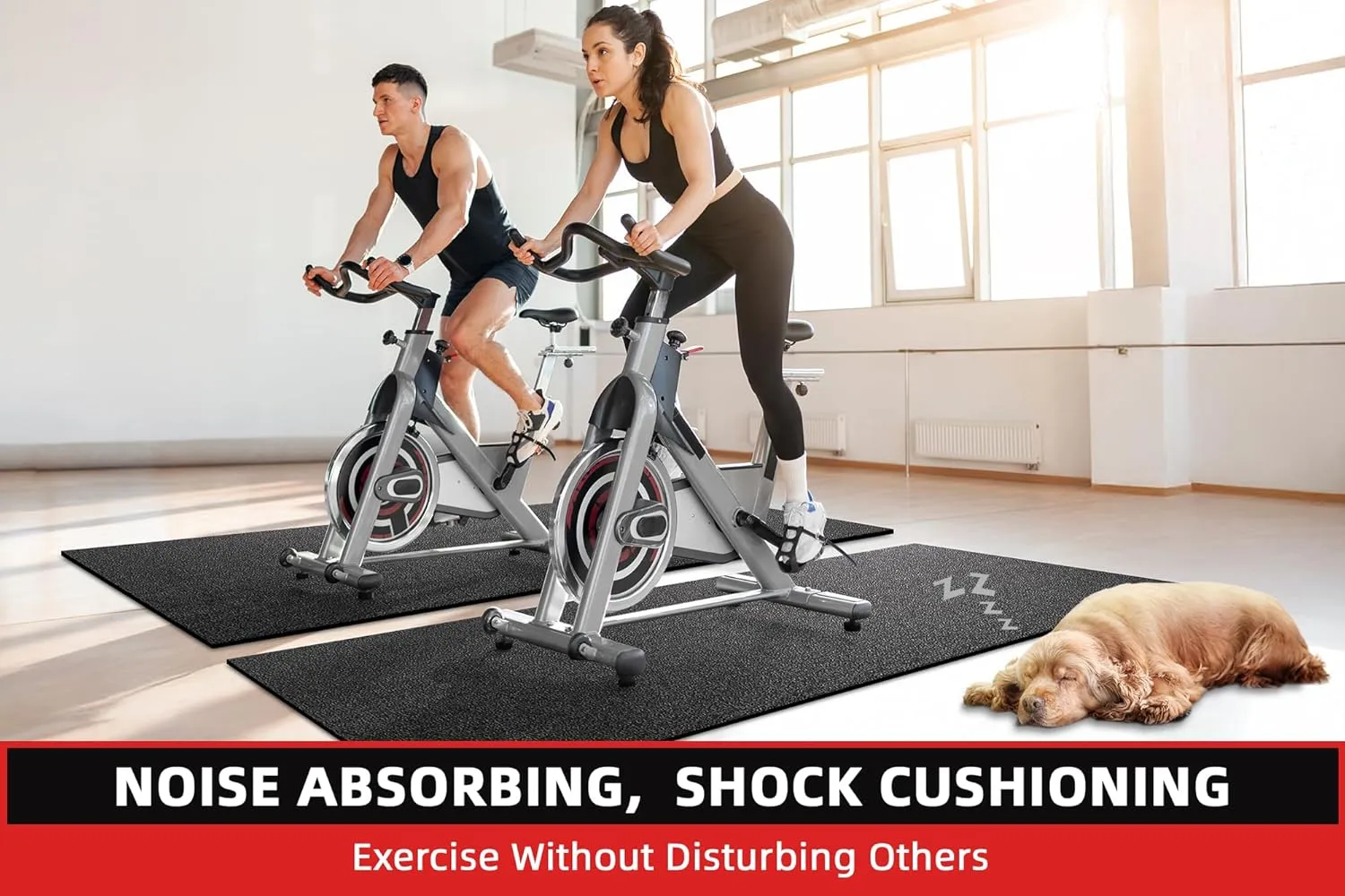 Treadmill Mat for Peloton Bike, Elliptical, Spin Bike, Walking Pad – 6mm Non-Slip Floor Mat for Under Treadmill, Exercise Equipment, Gym, Carpet & Hardwood Floor