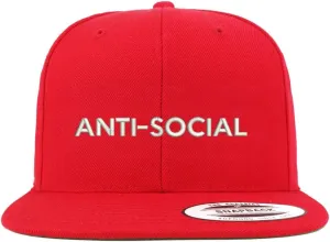 Trendy Apparel Shop Anti Social Embroidered Flat Bill Snapback Baseball Cap
