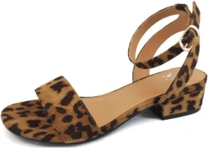 TruFox Open Toe Ankle Strap Low Block Heel Dressy Sandal