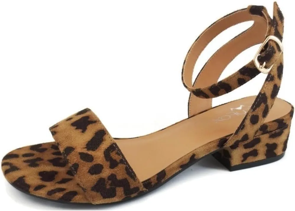 TruFox Open Toe Ankle Strap Low Block Heel Dressy Sandal