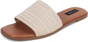Tscoyuki Slides Sandals for Women Basic Slip On Flat Sandals Open Toe Comfort Beach Sandals Slippers for Casual Dressy Summer