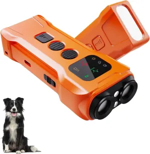 Ultrasonic Dog Bark Deterrent Devices,Rechargeable Anti Barking Device for Dogs 2025,LED Flashlight,35ft Range to Stop Barking Silencer Neighbors Dog,Safe & Effective for Dogs（Orange）