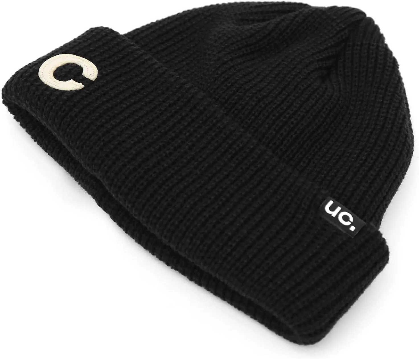 UNDERCONTROL Logo Label Patch Unisex Fall Winter Short Thick Cuffed Rollup Warm Beanie Korea Trawler Fisherman Knit Skull Hat