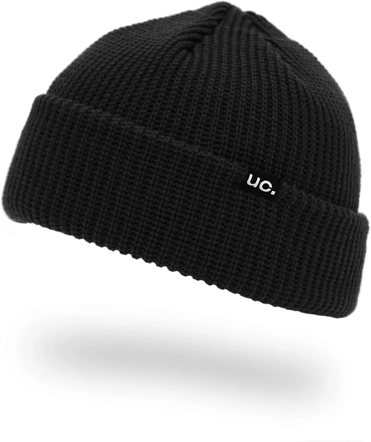 UNDERCONTROL Logo Label Patch Unisex Fall Winter Short Thick Cuffed Rollup Warm Beanie Korea Trawler Fisherman Knit Skull Hat