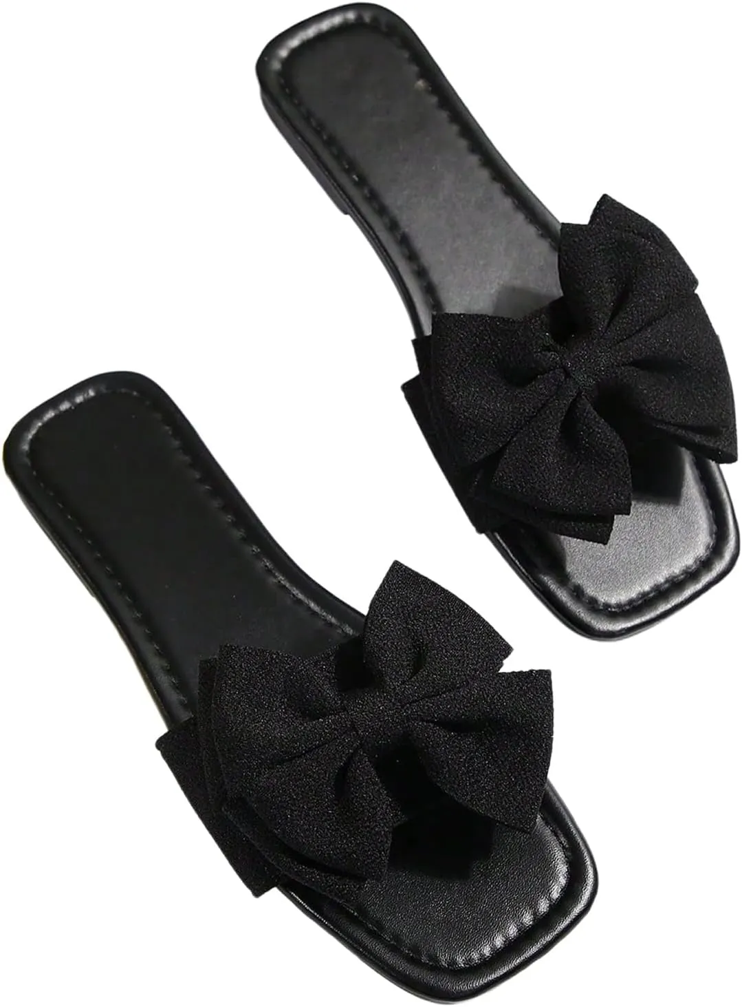 Verdusa Women's Bowknot Flat Sandals Summer Open Toe Slide Slip On Sandals