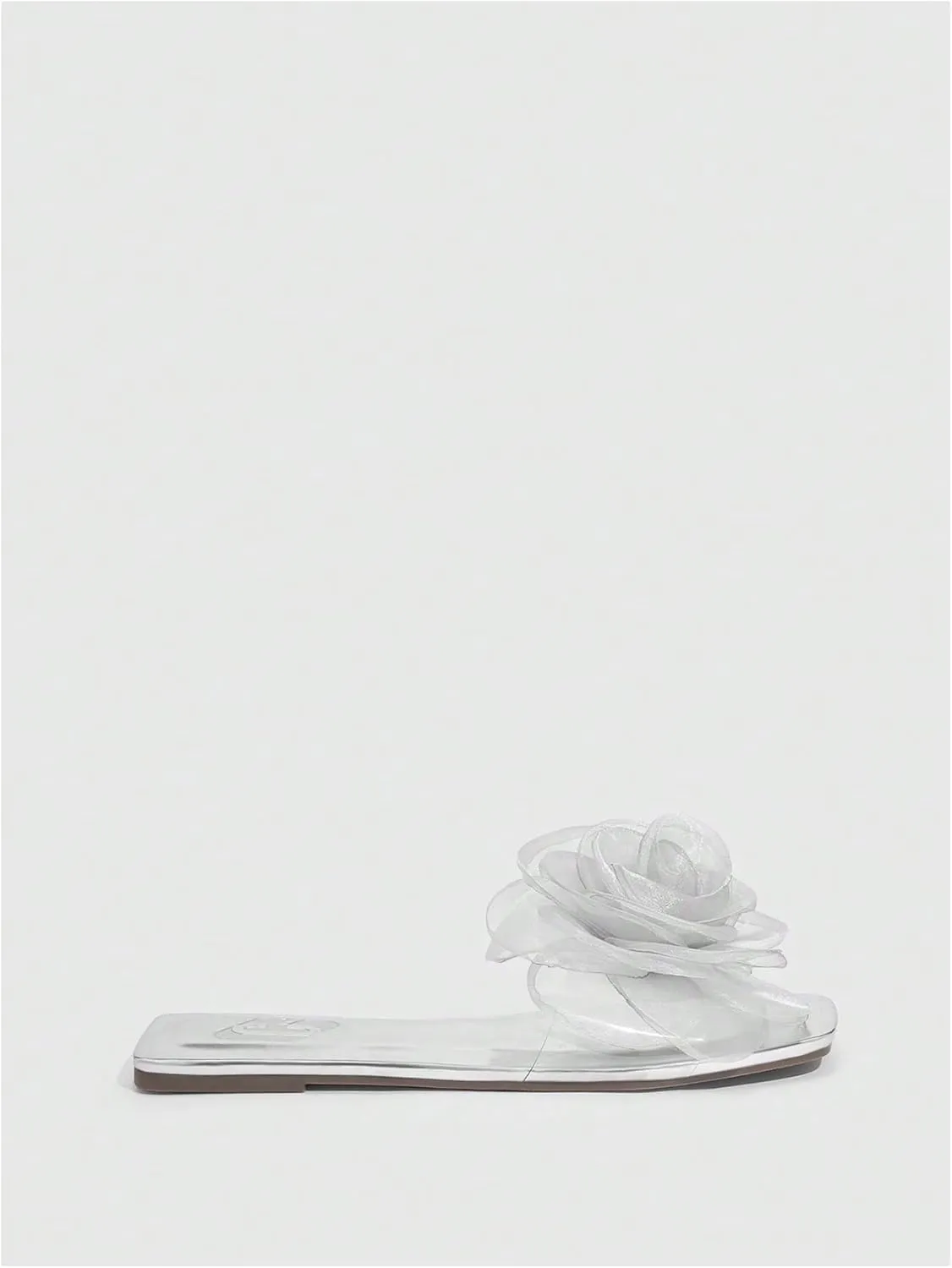 Verdusa Women's Flower Clear Flat Sandals Summer Open Toe Sandals Slip On Slides