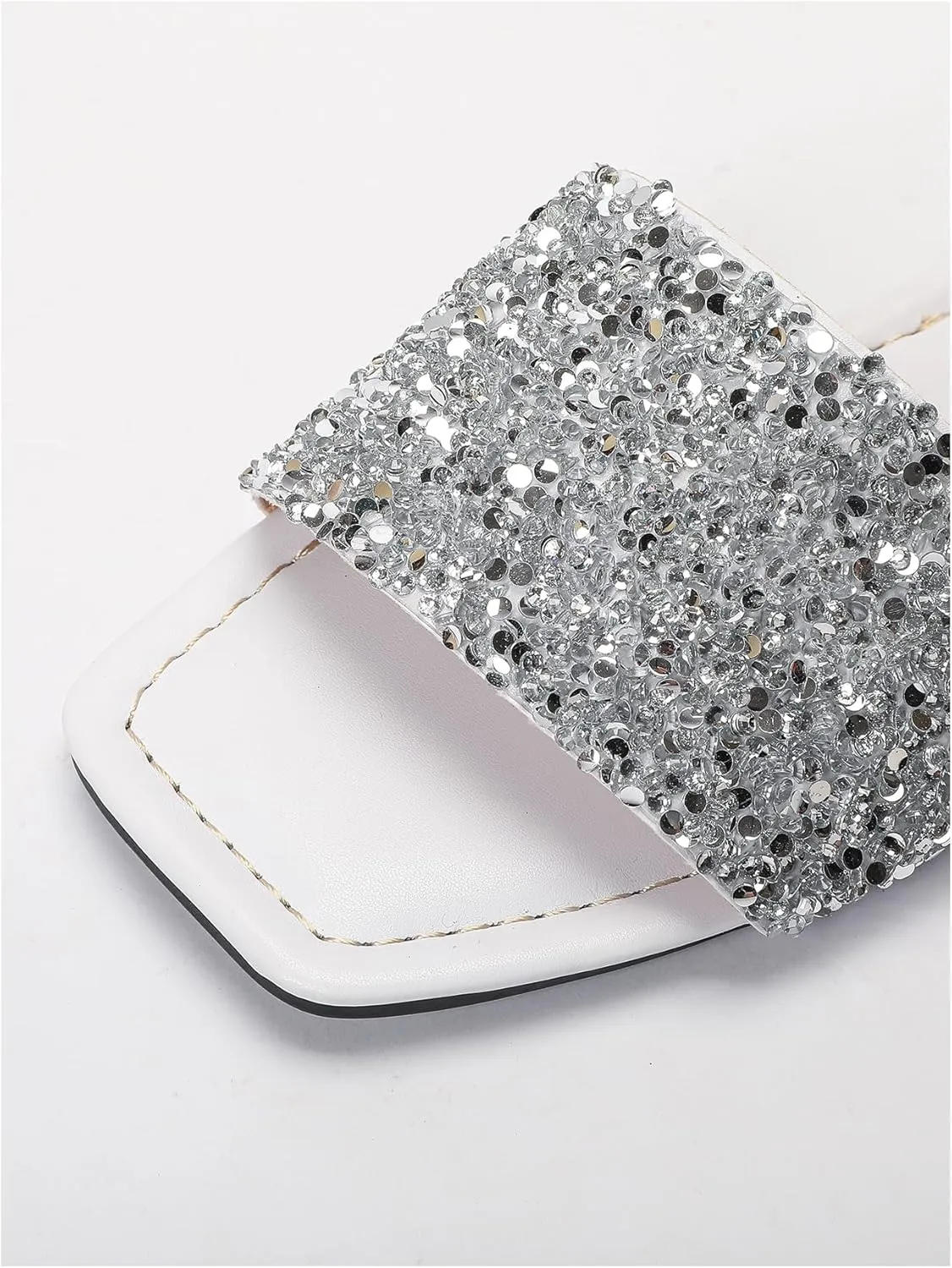 Verdusa Women's Rhinestone Sandals Glitter Casual Sandal Flats Open Toe Sparkle Slides