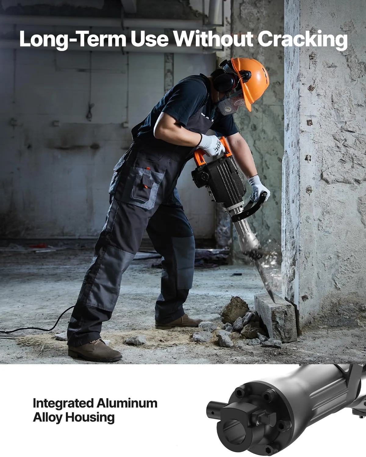 VEVOR Demolition Jack Hammer, 1350 BPM Concrete Breaker 6pcs Chisels Bit Chipping with Case, 2200W Electric Jackhammer Heavy Duty, Black