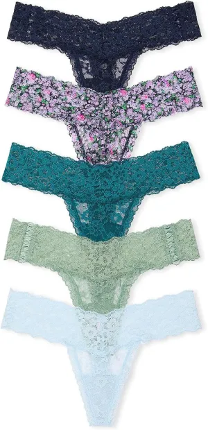 Victoria's Secret Women's Lace Thong Underwear, Panties for Women, Multi Pack (XS-XXL)