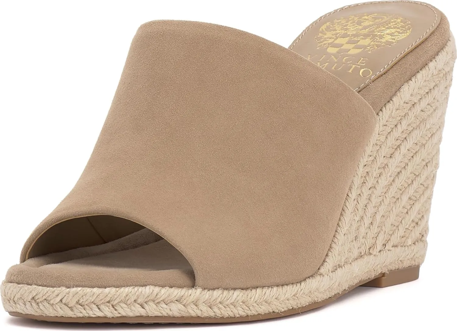 Vince Camuto Women's Fayla Wedge Sandal, Tortilla Suede, 12
