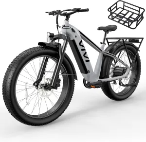 Vivi ACE01 Electric Bike for Adults, 26" x 4.0 Fat Tire Ebike, 1475W Peak Motor Torque Sensor Electric Mountain Bike, 25MPH Electric Bicycle with 48V 15AH Battery, Hydraulic Brake, UL 2849 Certified