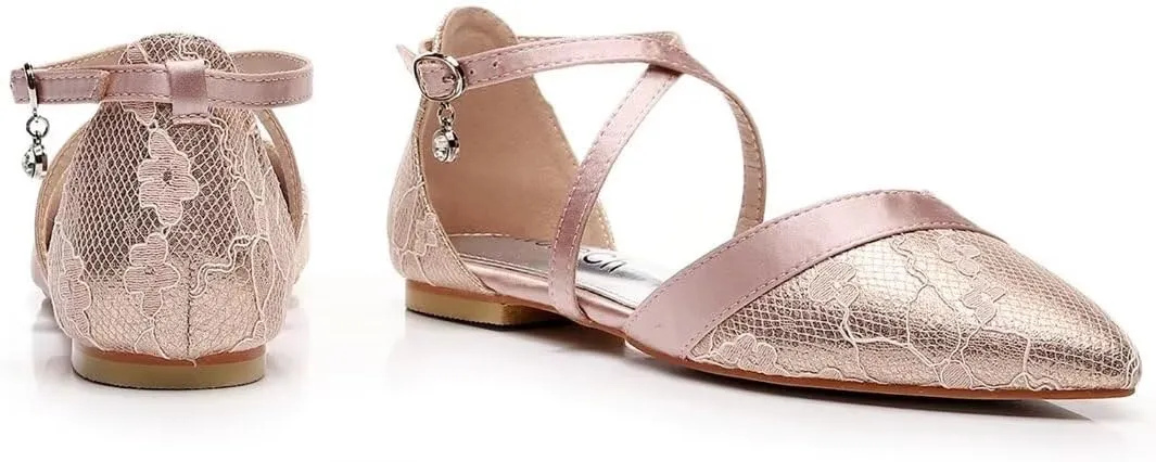 Wedding Flats,Black Flats for Women,Women's Flats Shoes, Mary Jane Shoes Women, Ballet Flats,Pointed Toe Flats Shoes Women Dressy Comfortable, Bridal Flats for Wedding