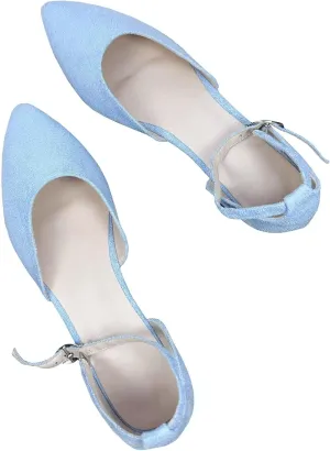 WENJIAZHIZHI Women Pointy Toe Ankle Buckle Flat Sandals Candy Color Comfortable Wedding Dressy Flats Shoes Big Size