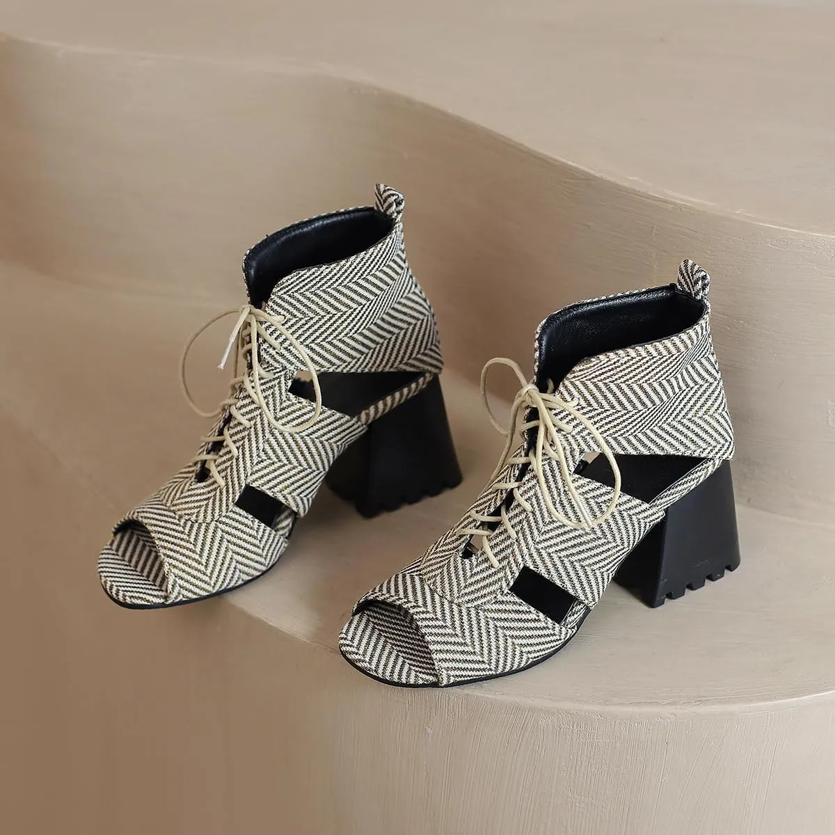 Women Heeled Sandals Peep Open Toe Ankle Boots Mid Chunky Block Heel Cutout Booties Sandals Zipper Lace Up Ankle Strap Dress Sandal Pumps Shoes Suede Crocodile Snakeskin Chic Size 4-15 M US