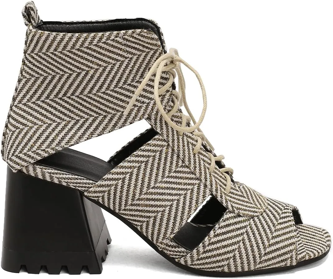 Women Heeled Sandals Peep Open Toe Ankle Boots Mid Chunky Block Heel Cutout Booties Sandals Zipper Lace Up Ankle Strap Dress Sandal Pumps Shoes Suede Crocodile Snakeskin Chic Size 4-15 M US