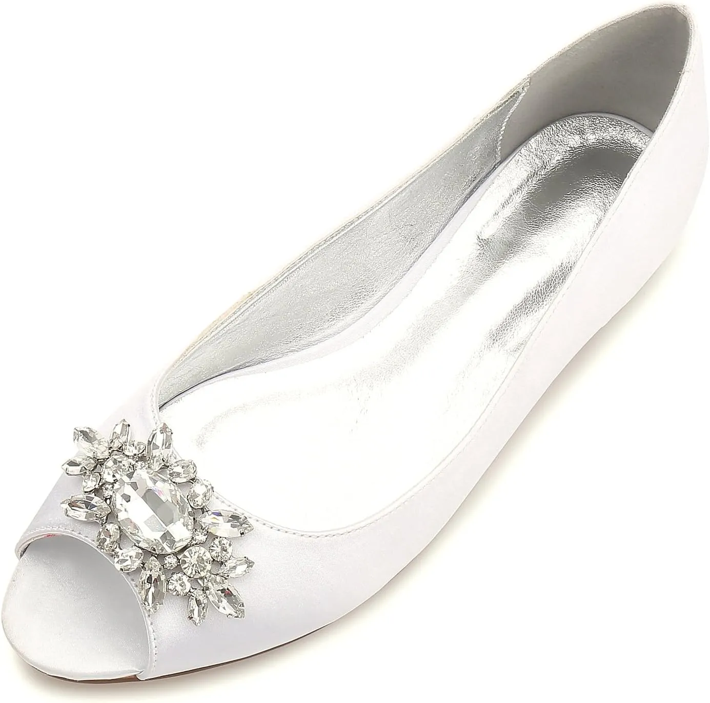 Women's Ballerina Ballet Flats Ladies Satin Sexy Peep Toe Low Heel Flat Office Work Smart Slip on Shoes
