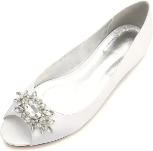 Women's Ballerina Ballet Flats Ladies Satin Sexy Peep Toe Low Heel Flat Office Work Smart Slip on Shoes