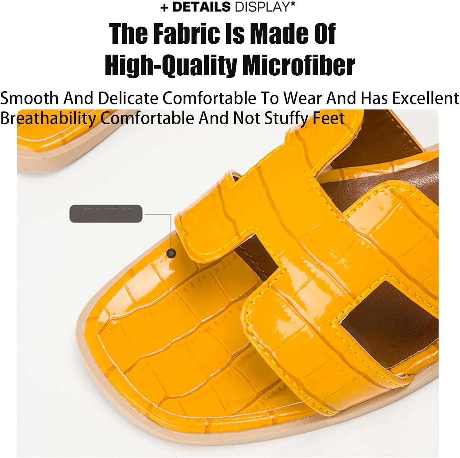 Women'S Leather Cutout Slip-On Flat Sandals Summer Square Open Toe Slip-On Softsole Slide Sandals Leisure Parties Beach Slipper