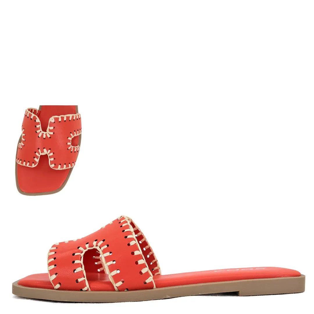 Women's Open Toe Stitched Edge Sandal - FINITYS