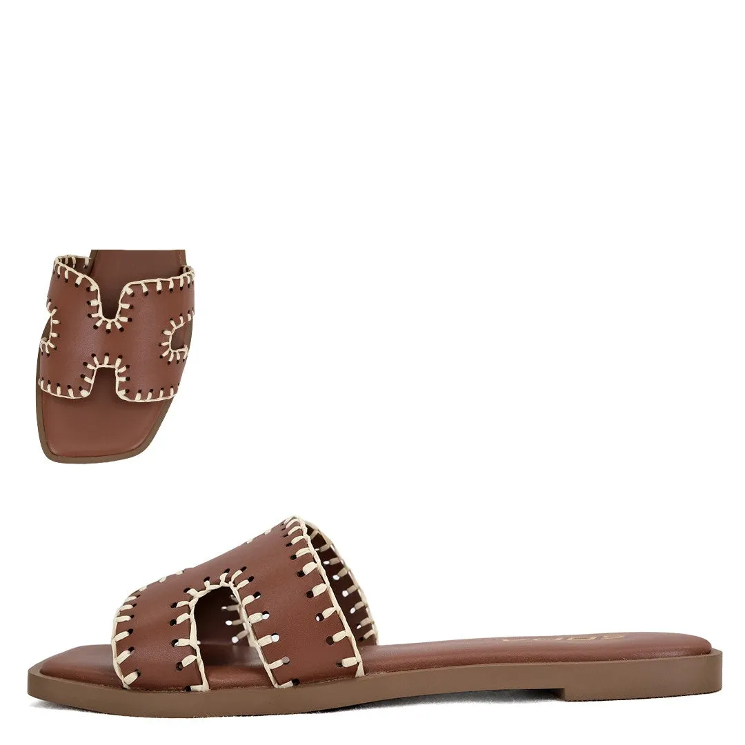 Women's Open Toe Stitched Edge Sandal - FINITYS