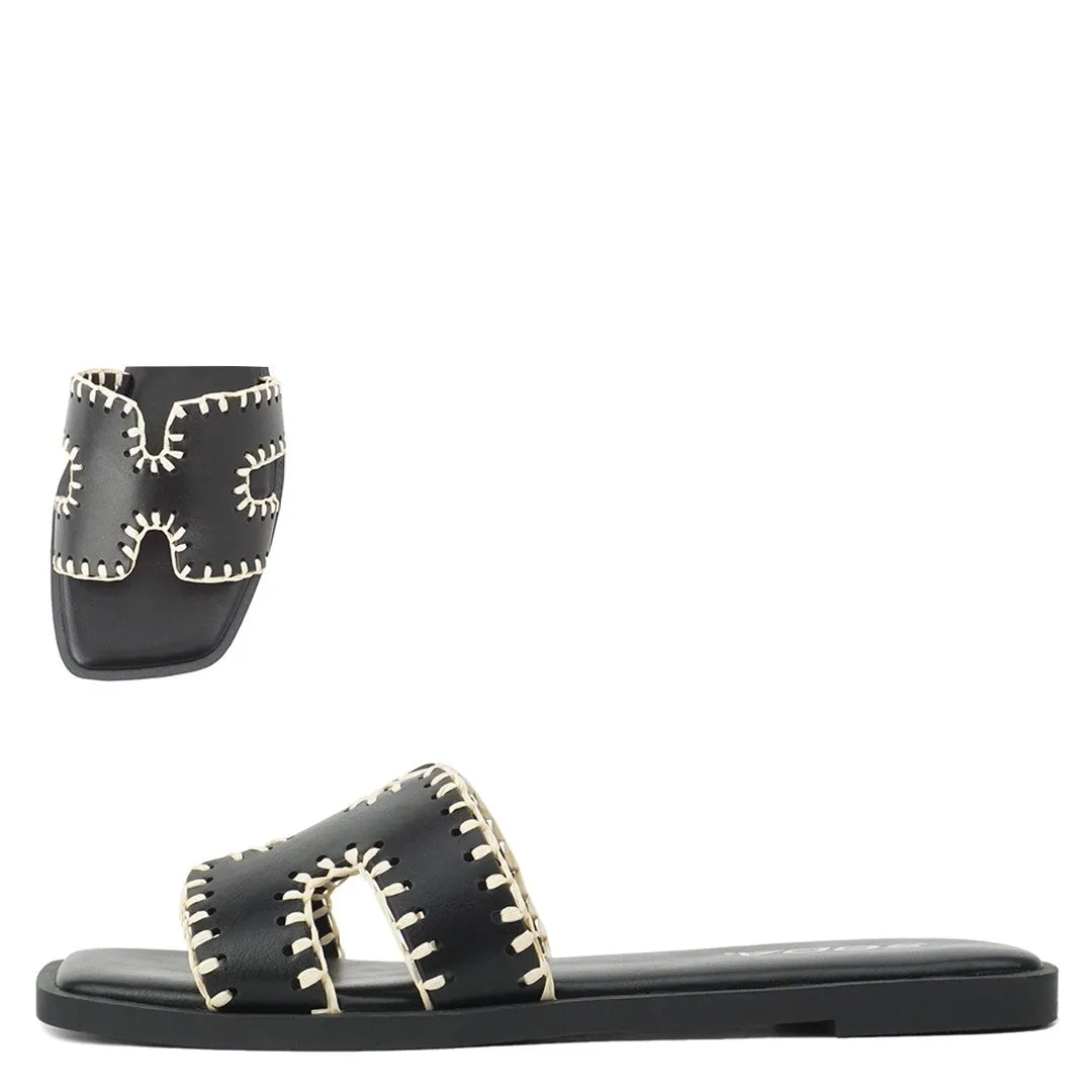 Women's Open Toe Stitched Edge Sandal - FINITYS
