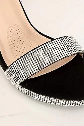 Women's Rhinestone Accent Open Toe Chunky High Heel Low Platform Formal Sandal