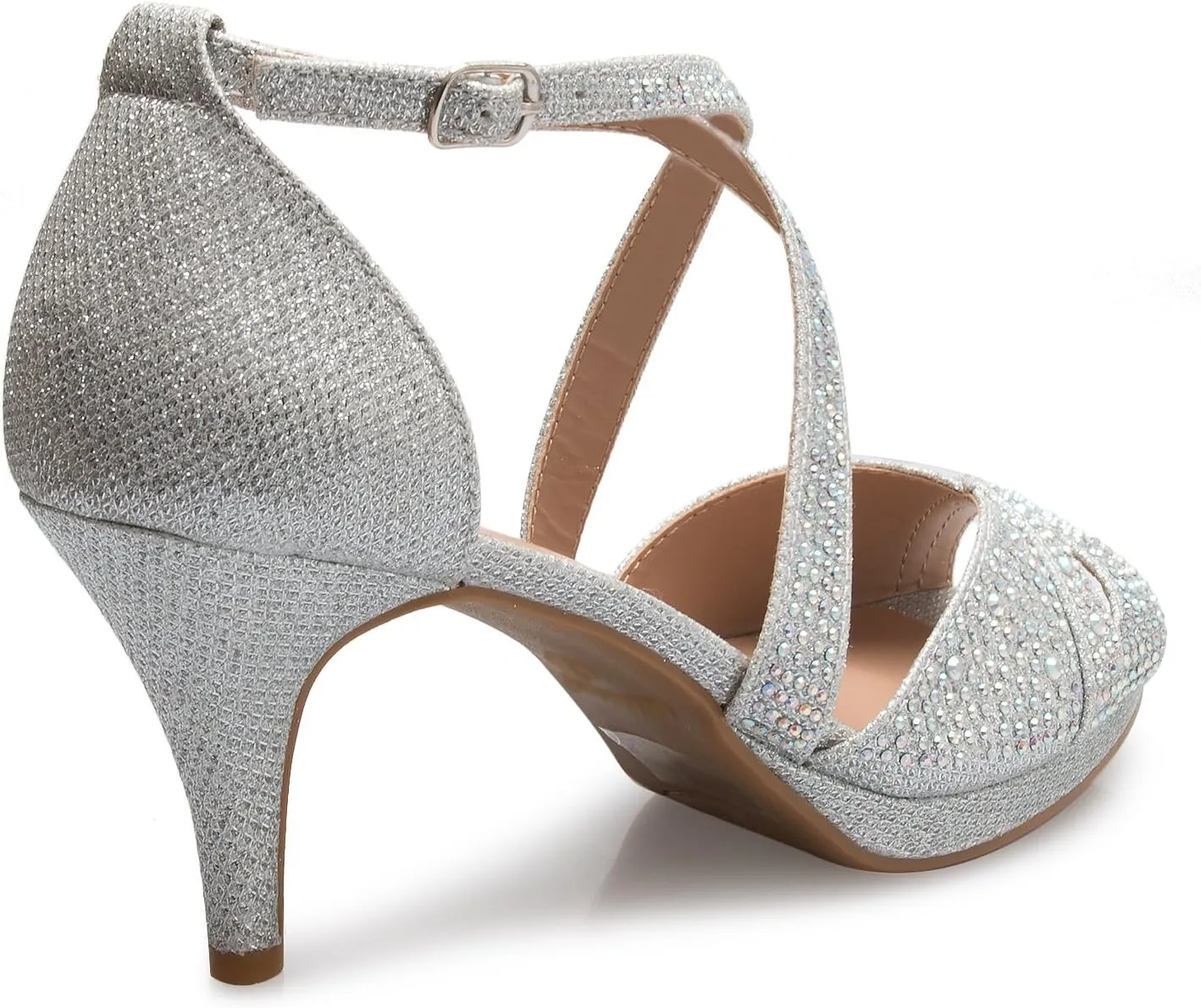 Women's Sexy Strappy Glitter Rhinestone Open Toe Heel Sandals - Adjustable buckle