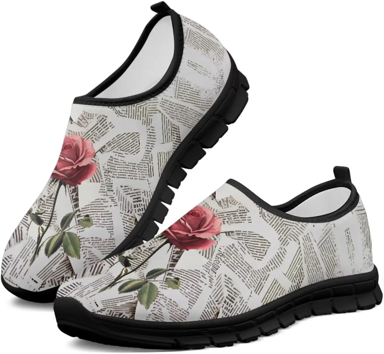 Women's Slip on Sneakers Casual Shoes Loafers Non Slip Breathable Comfortable Walking Sneakers Gifts for Women Girls Black Sole Size 5.5-11.5