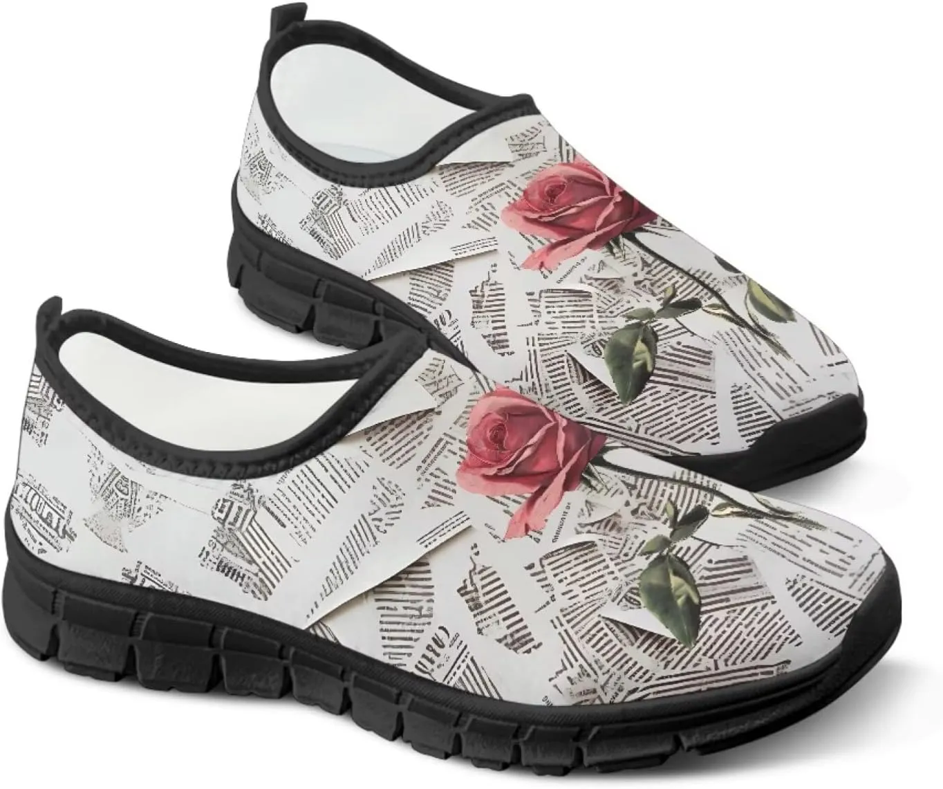 Women's Slip on Sneakers Casual Shoes Loafers Non Slip Breathable Comfortable Walking Sneakers Gifts for Women Girls Black Sole Size 5.5-11.5
