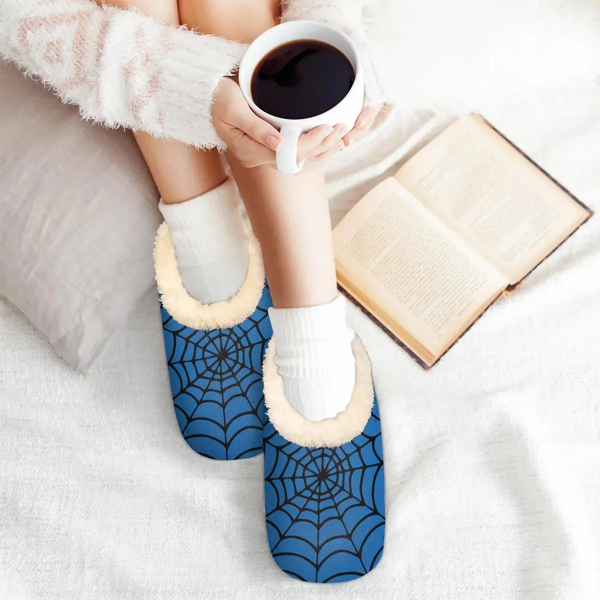 Women's Slippers Comfy Warm House Slippers for Women Men, Fuzzy Slip-on Plush Ladies Slippers Socks for Winter Bedroom Indoor and Outdoor