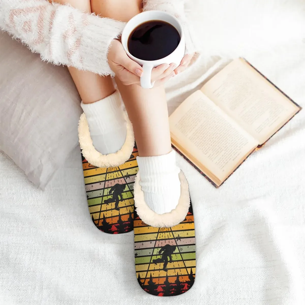 Women's Slippers Comfy Warm House Slippers for Women Men, Fuzzy Slip-on Plush Ladies Slippers Socks for Winter Bedroom Indoor and Outdoor