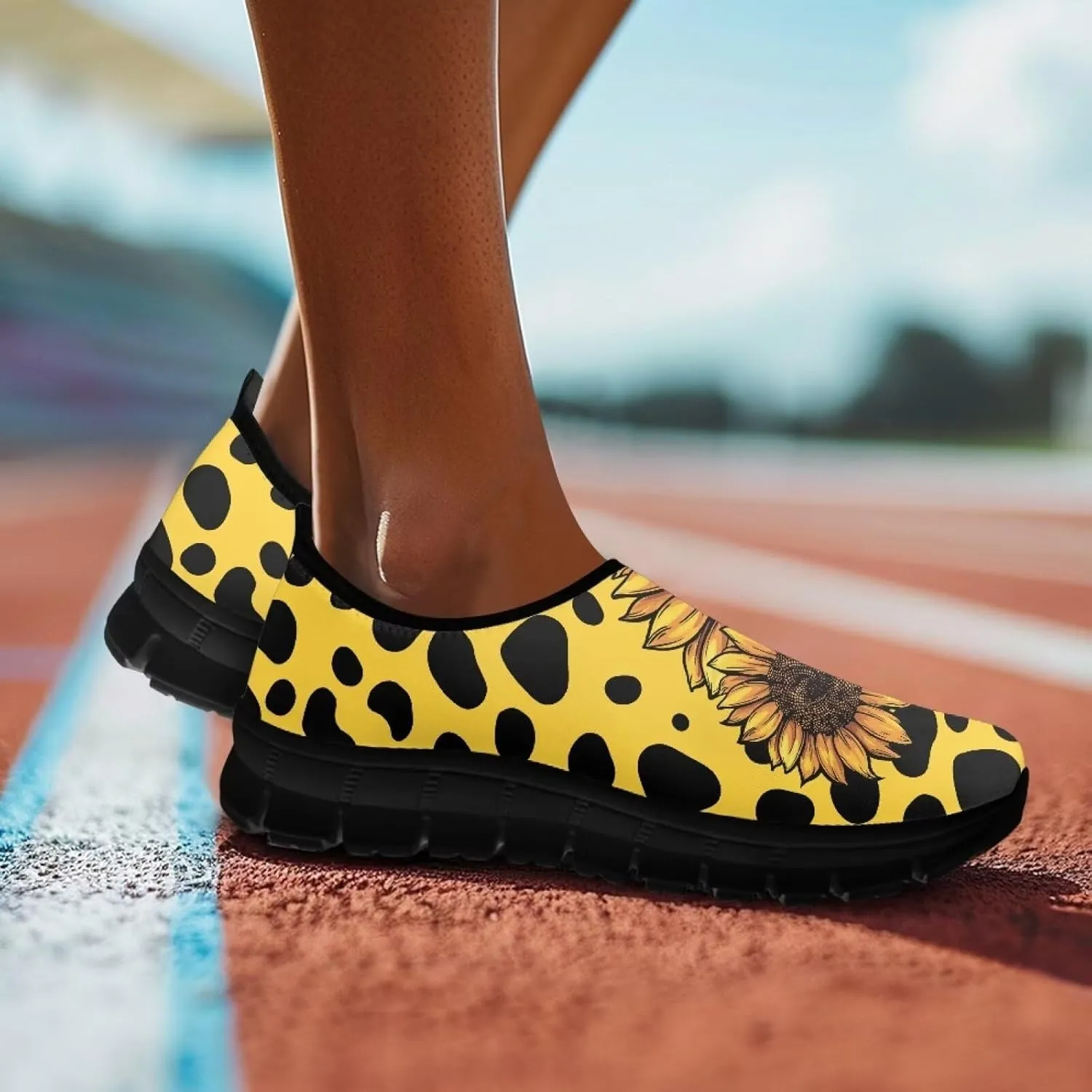 Women's Sneakers Casual Low Top Running Sneaker Flat Breathable Slip On Soft Holiday Play Athletic Shoes for Womens