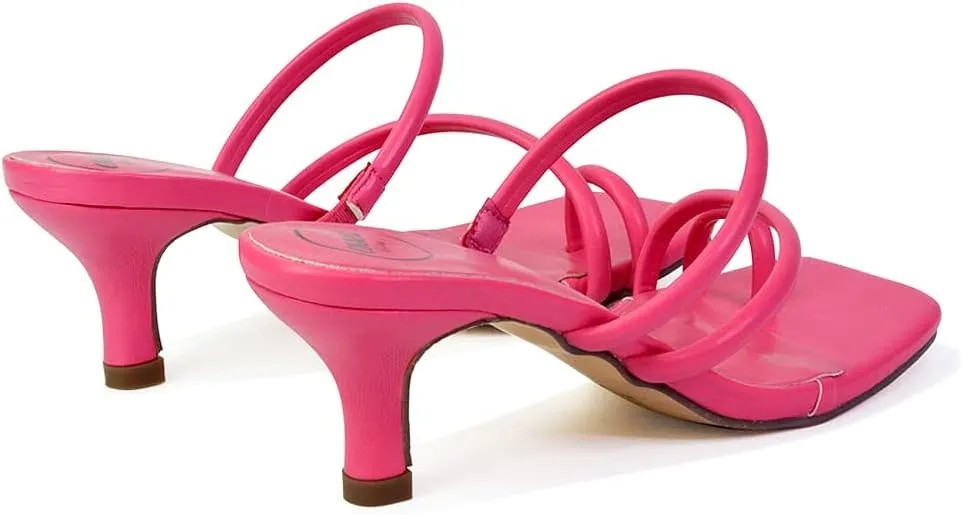 Womens Strappy Low Heel Sandals Ladies Slip On Toepost Kitten Heeled Mule Summer Shoes Size 3 4 5 6 7 8