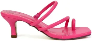Womens Strappy Low Heel Sandals Ladies Slip On Toepost Kitten Heeled Mule Summer Shoes Size 3 4 5 6 7 8