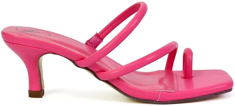 Womens Strappy Low Heel Sandals Ladies Slip On Toepost Kitten Heeled Mule Summer Shoes Size 3 4 5 6 7 8