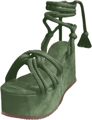 Women's Wedge Sandals Open Toe Summer Platforms Lace Up Comfortable Boho Sandals Slip On Dressy Walking Shoes