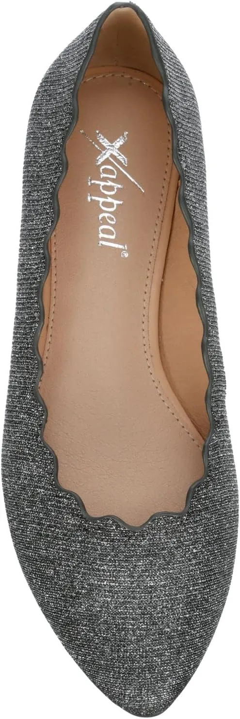 XAPPEAL Amanda - Women's Scalloped Pointed Toe Slip-On Ballet Flat