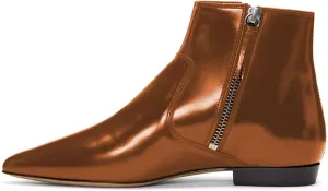 XYD Women's Formal Pointed Closed Toe Flats Ankle Boots Low Heel Booties Office Dress Shoes with Double Side Zippers