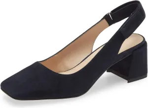 YDN Women Slingback Adjustable Slip On Strappy Block Chunky Mid Heels Pumps Square Toe Formal Loafer Shoes Size 4-15 US