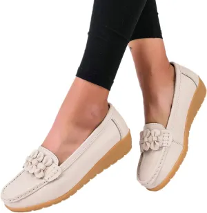 ZBYY Women's Casual Loafers Slip On Driving Loafers Comfortable Leather Outdoor Walking Flat Shoes Flat Boat Shoes