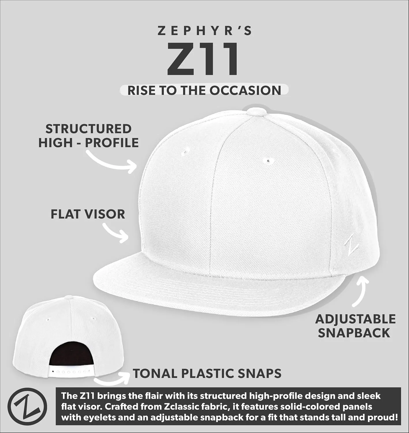 ZHATS NHL Officially Licensed Adjustable Snapback Hat Flat Bill Z11 Pop White
