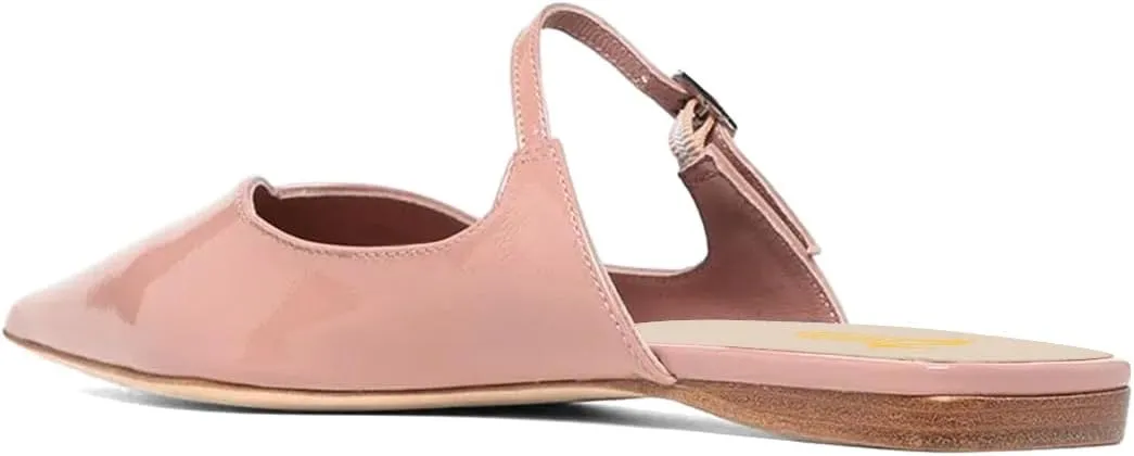 Zszszsu Women's Elegant Closed Pointed Toe Flat Mules Bukled Strap Slide Sandals V-Cut Bakless Loafers Dress Casual Comfortable Shoes Size 4-16 US